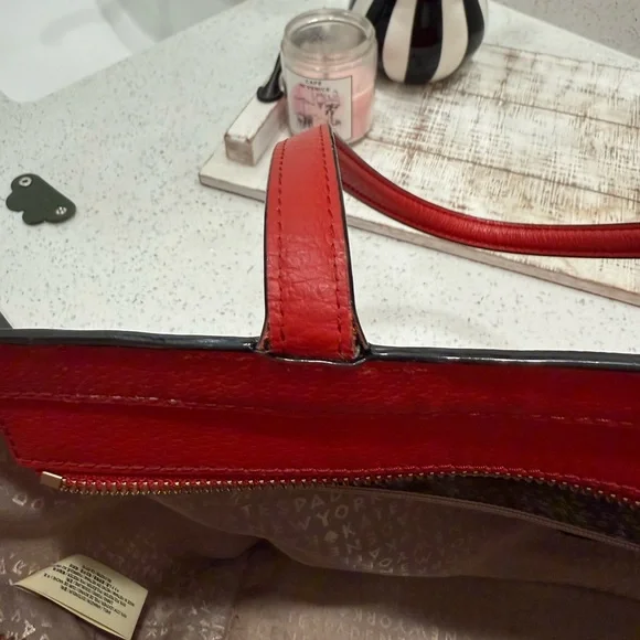 kate spade red leather tote with signature bow detail - Picture 8 of 8
